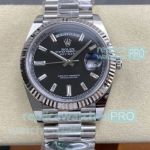 Swiss 1-1 Replica ARF Rolex Day-Date 40mm Watch Black Face and Baguette 